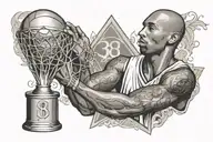 basketball number 8 trophy and kobe bryant tattoo design idea