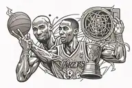 basketball number 8 trophy and kobe bryant tattoo design idea