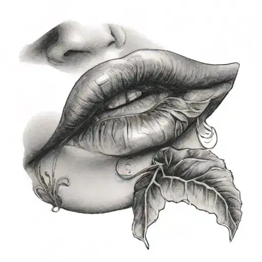 woman with fine lips tattoo design idea