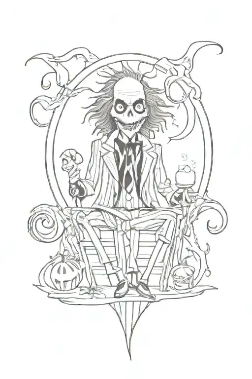 Beetlejuice harry potter and nightmare before Christmas theme tattoo design idea
