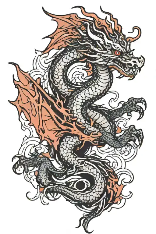 ouryu dragon flying tattoo design idea