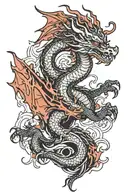 ouryu dragon flying tattoo design idea