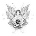 wings with roses tattoo design idea