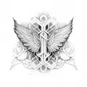 wings with roses tattoo design idea