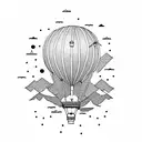 hot air balloons over mountains tattoo design idea