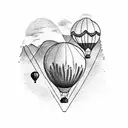 hot air balloons over mountains tattoo design idea