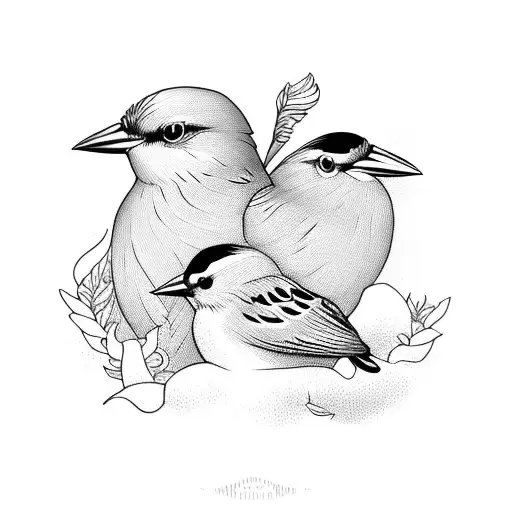 3 little birds with mother tattoo design idea