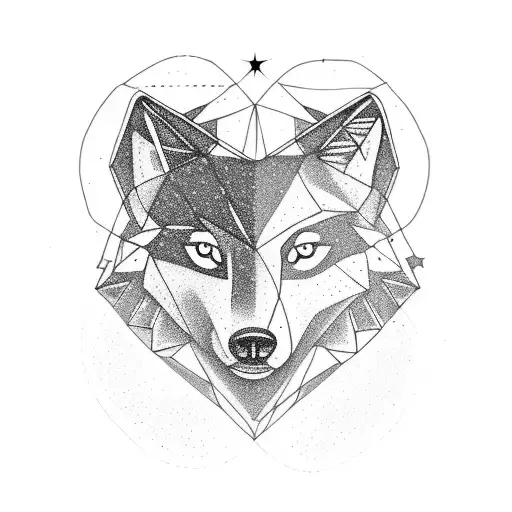 Gemini constellation merging with a wolf silhouette tattoo design idea