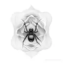 Black rose with black widow spider tattoo design idea