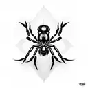 Black rose with black widow spider tattoo design idea