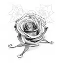 Black rose with black widow spider tattoo design idea