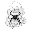 Black rose with black widow spider tattoo design idea