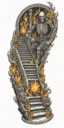 stairway to hell, reaper on fire tattoo design idea