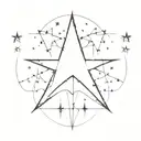 3 4-point stars overlapping each other tattoo design idea