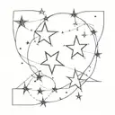 3 4-point stars overlapping each other tattoo design idea
