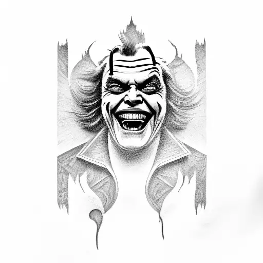 jack nicholson joker in frame tattoo design idea