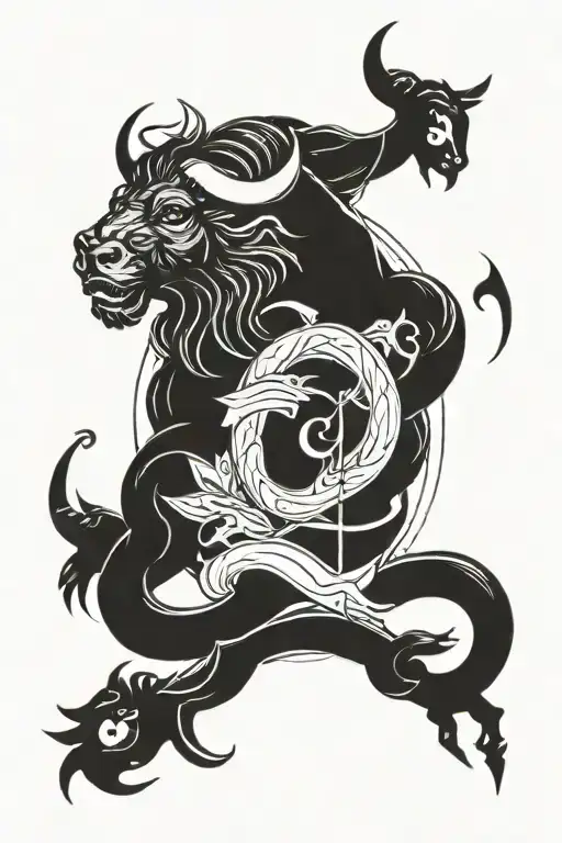 Taurus, libra, cancer and Pisces zodiac sign tattoo design idea