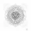 A tattoo of a heart-shaped mandala with intricate patterns, symbolizing love and spirituality tattoo design idea