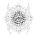 An elaborate mandala design incorporating religious symbols and patterns tattoo design idea