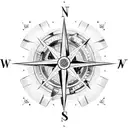 broken Compass with north and east  tattoo design idea