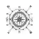 broken Compass with north and east  tattoo design idea