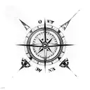 broken Compass with north and east  tattoo design idea