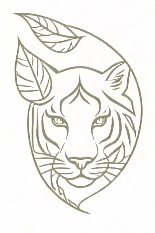 Sun And Moon leaf tiger tattoo design idea