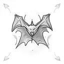bat hanging on a branch tattoo design idea