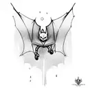 bat hanging on a branch tattoo design idea