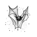 bat hanging on a branch tattoo design idea