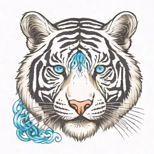 white tiger with blue eyes tattoo design idea