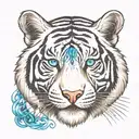 white tiger with blue eyes tattoo design idea