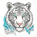white tiger with blue eyes tattoo design idea