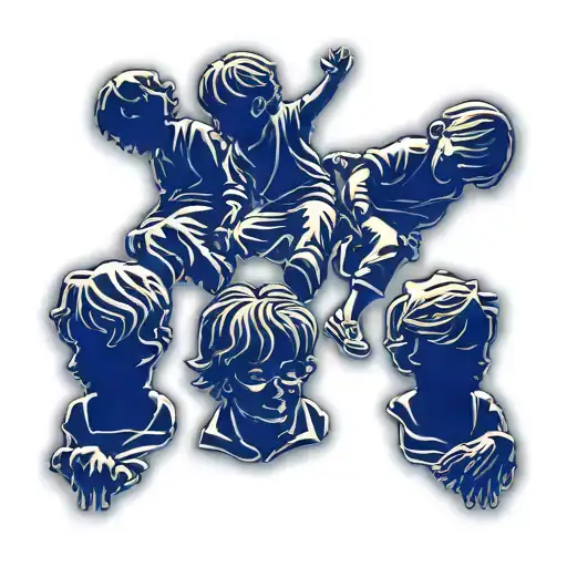 3 grandkids silhouette tattoo design idea