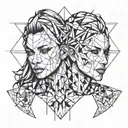 Gangsta women face tattoo design idea