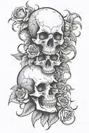 skulls facing each other with roses and thorns around  tattoo design idea