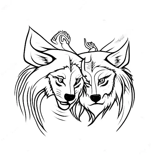 Skoll and Hati love couple  tattoo design idea