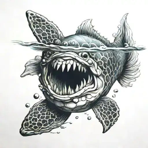 swimming underwater tattoo design idea