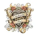 kids names with heartbeat line intertwined tattoo design idea