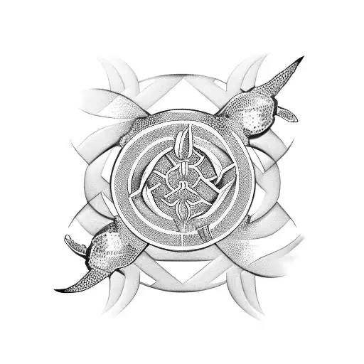 Turtle, infinite symbol, motherhood symbol, letter C, letter M, letter E, thistle tattoo design idea