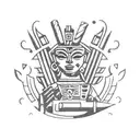 An Aztec goddess smoking a cigar, surrounded by jaguars, on the client's chest tattoo design idea