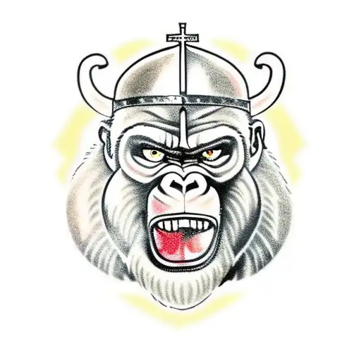 gorilla with a crusader outfit on tattoo design idea