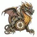 dragon with compass tattoo design idea