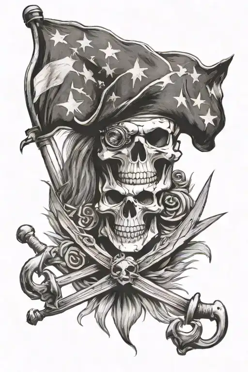 american flag pirate tattoo design idea