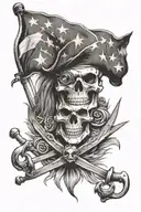 american flag pirate tattoo design idea