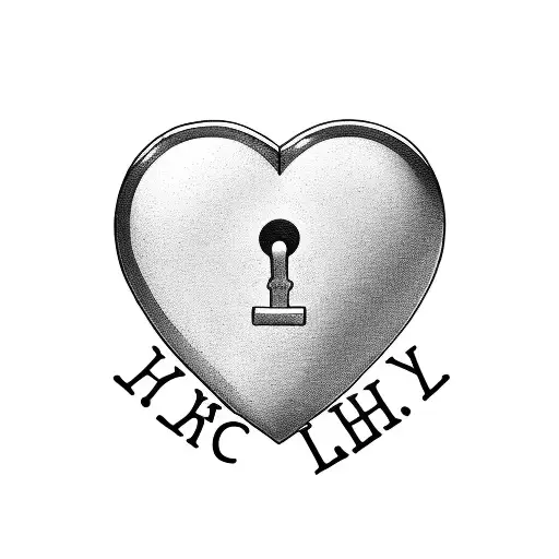 A heart-shaped lock with the initials of your wife and kids tattoo design idea