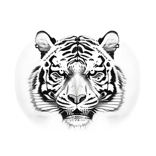 skull wit tiger  tattoo design idea