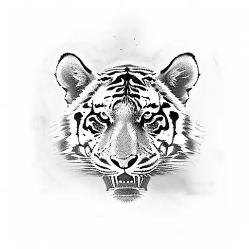 skull with tiger tattoo design idea