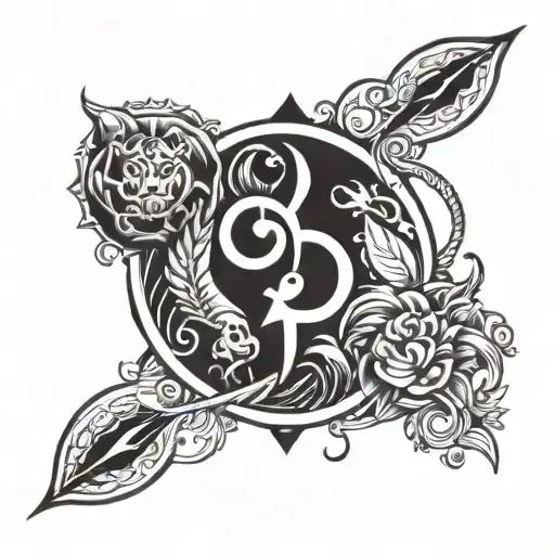 tatoo mixing the astrological symbols of, Leo, Scorpio, Aquarius and Gemini tattoo design idea