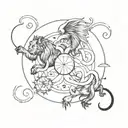 tatoo mixing the astrological signs of Leo, Scorpio, Aquarius and Gemini tattoo design idea